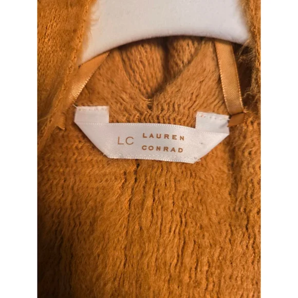 Women's Lauren Conrad Orange Knit Fringe Poncho Shrug - Picture 3 of 5